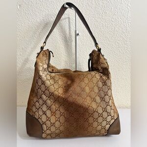 Gucci Tan & Brown GG Monogram Hobo Bag